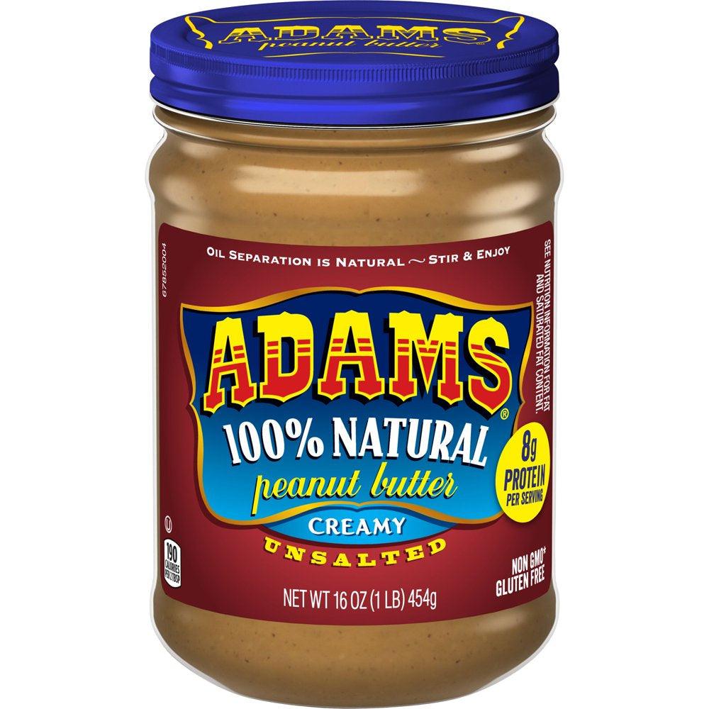 Adam&#039;S Natural Unsalted Creamy Peanut Butter, 16-Oz