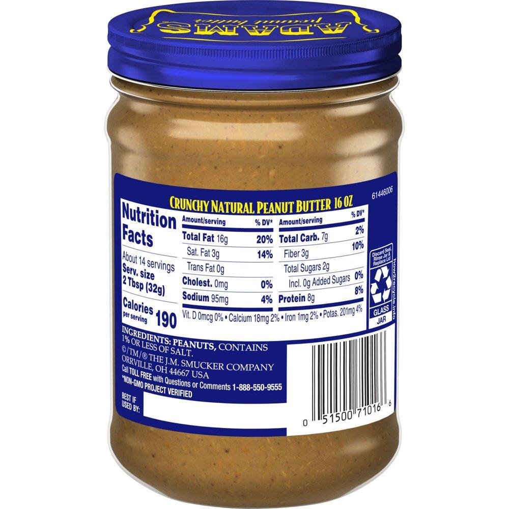 Adams Natural Crunchy Peanut Butter, 16-Oz