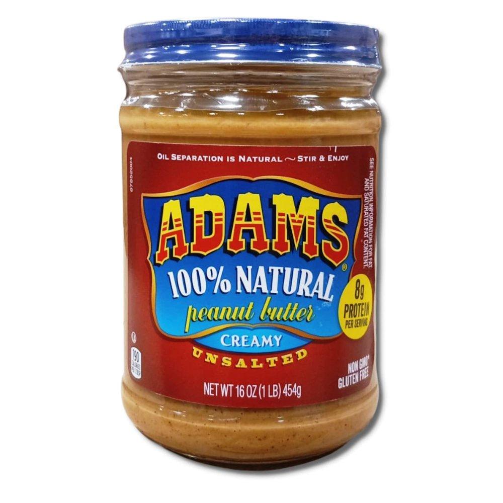 Adams 100% Natural Unsalted Peanut Butter Bundled by  | Creamy | 16 Ounce Jar | Value Pack of 3