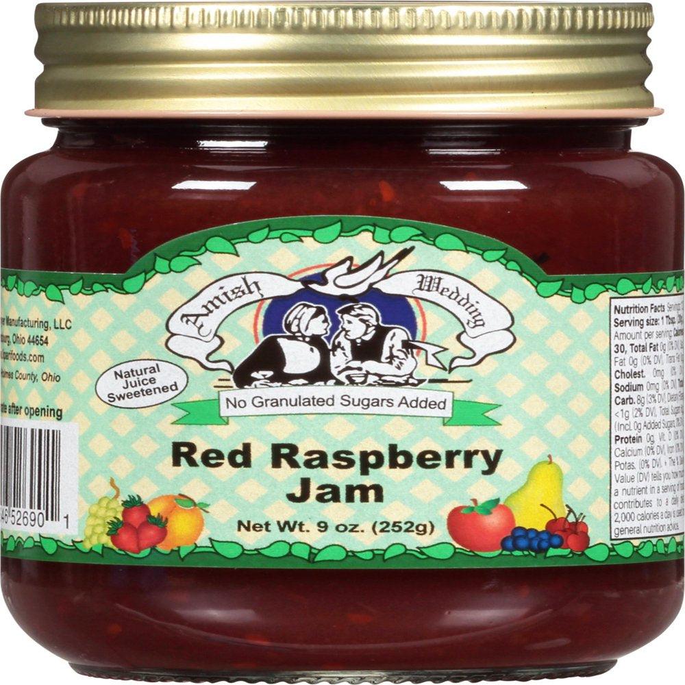 Amish Made Red Raspberry Jam - No Sugar Added - 9 Oz. - 2 Jars