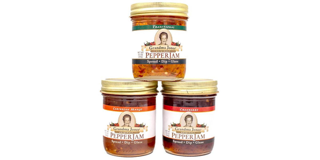 &quot;Not Too Spicy&quot; Pepper Jelly Three Pack - Traditional, Caribbean Mango, and Cranberry Flavors