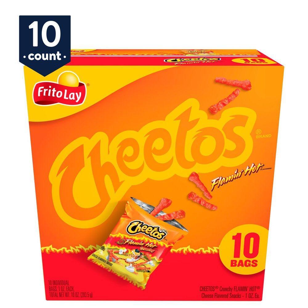 Cheetos Crunchy Cheese Flavored Snacks Flamin&#039; Hot, 1 Oz, 10 Count