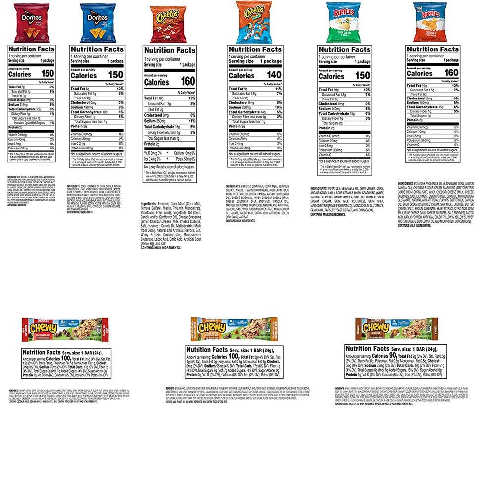 Chips and Quaker Chewy Granola Bars Variety Pack, Single Serve Portions, (40 Pack) (Assortment May Vary)