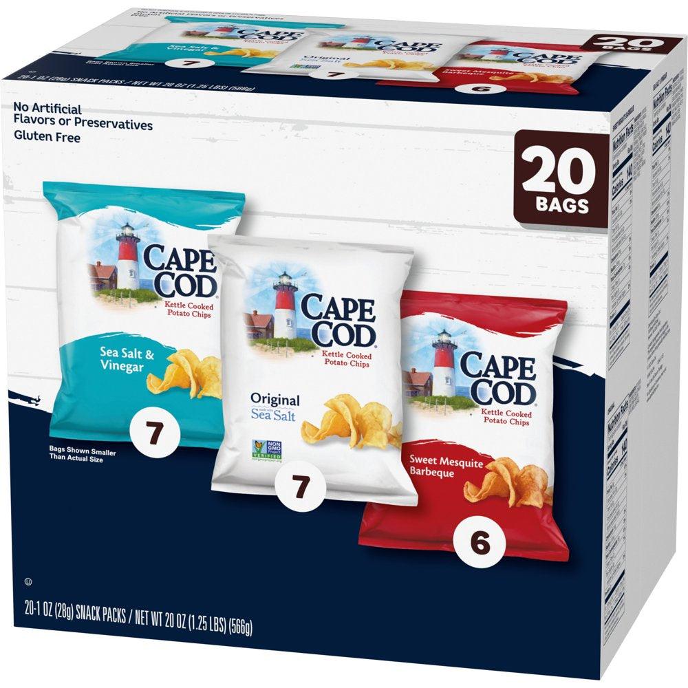 Cape Cod Potato Chips, Variety Pack, 1 Oz Snack Bags, 20 Ct