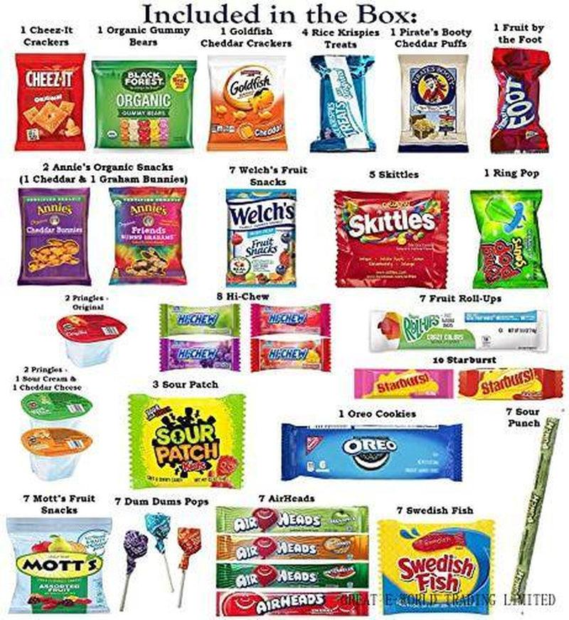 120 Count Deluxe Snack Box - Ultimate Gift Care Package with Variety Assortment of Crackers, Cookies, Candy, Chips &amp; Other Snacks - Bulk Bundle of Delicious Treats (120 Snacks)