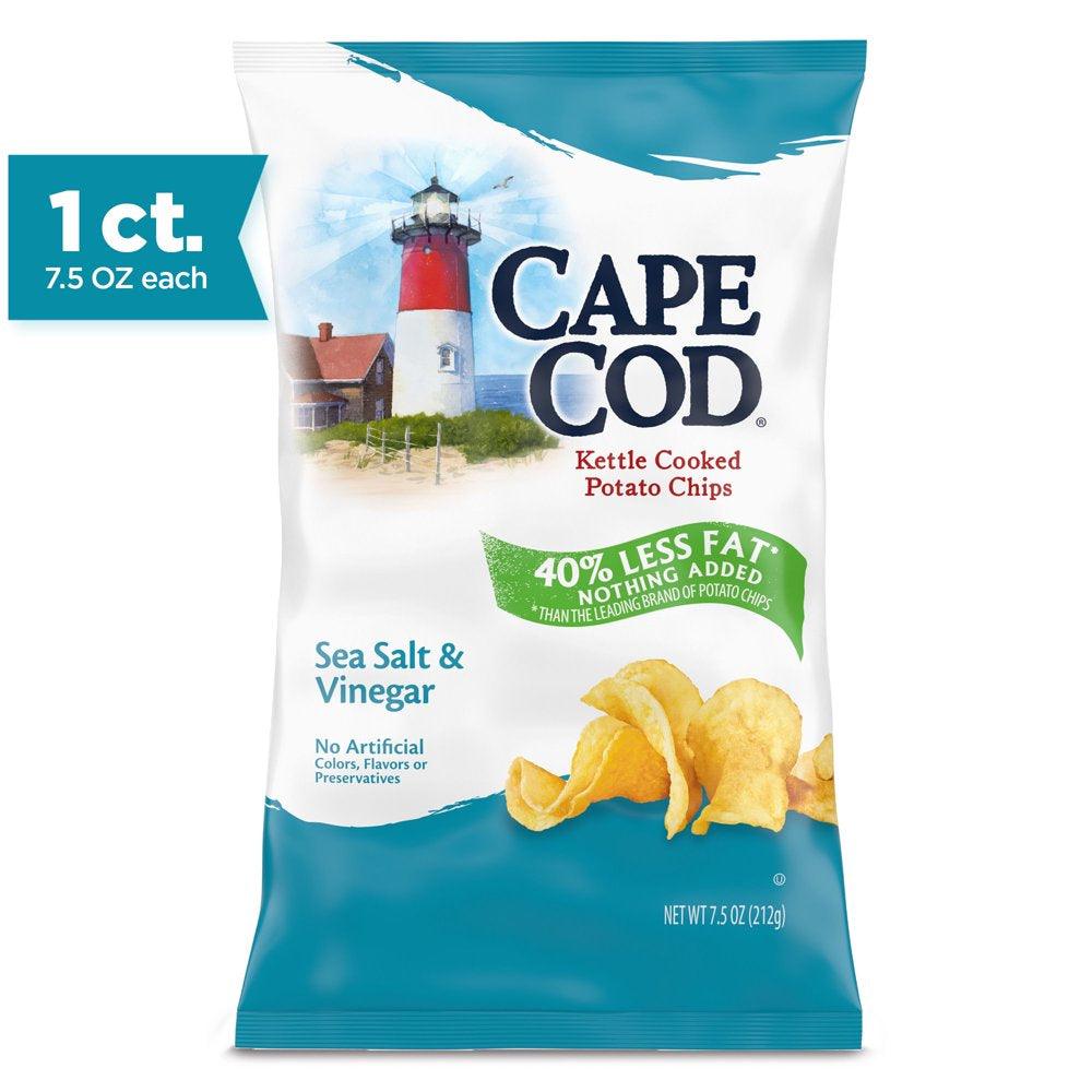 Cape Cod Potato Kettle Chips, Less Fat Sea Salt &amp; Vinegar, 7.5 Oz