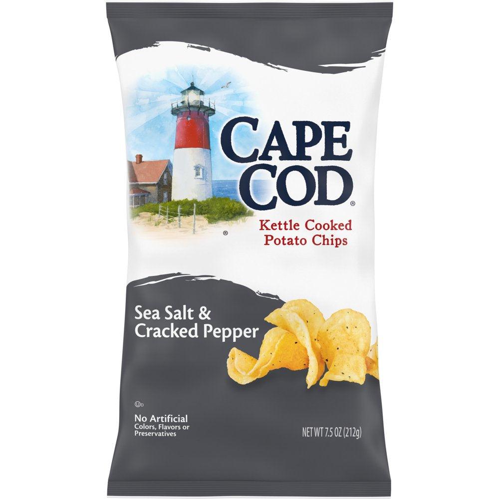 Cape Cod Potato Chips, Sea Salt &amp; Cracked Pepper Kettle Chips, 7.5 Oz