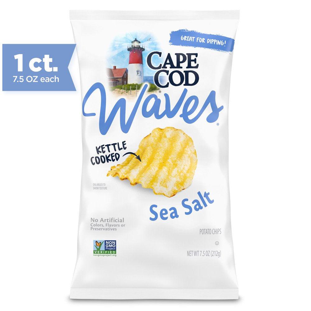 Cape Cod Potato Chips, Wavy Cut Sea Salt Kettle Chips, 7.5 Oz