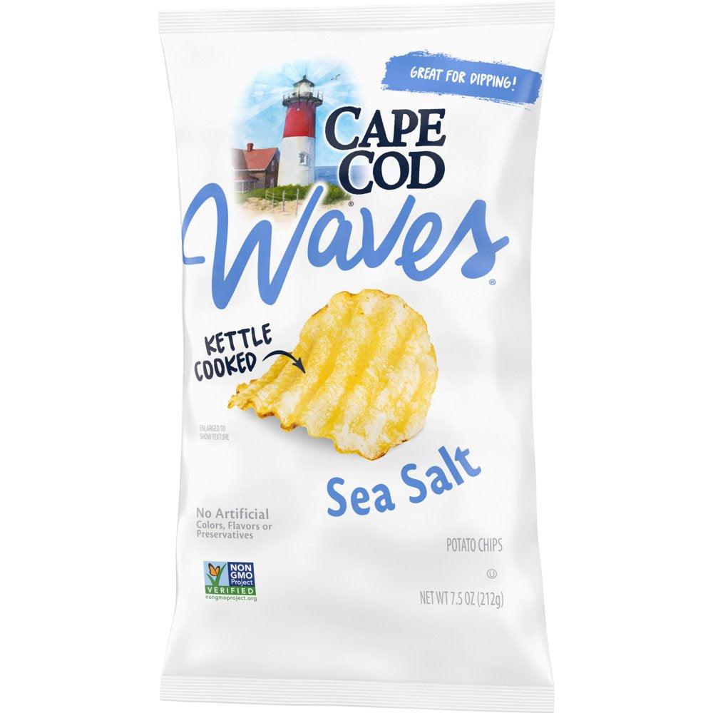 Cape Cod Potato Chips, Wavy Cut Sea Salt Kettle Chips, 7.5 Oz