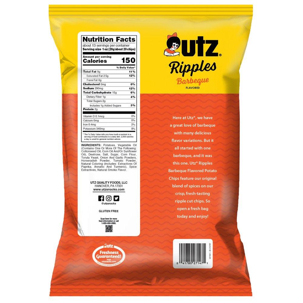 12.5 Oz Utz Ripples Barbeque Potato Chips