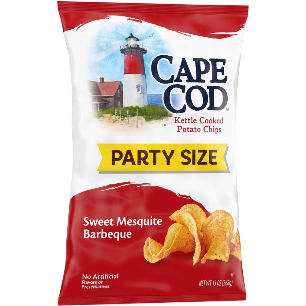 Cape Cod Potato Chips, Sweet Mesquite Barbeque Kettle Cooked Chips, Party Size 13 Oz