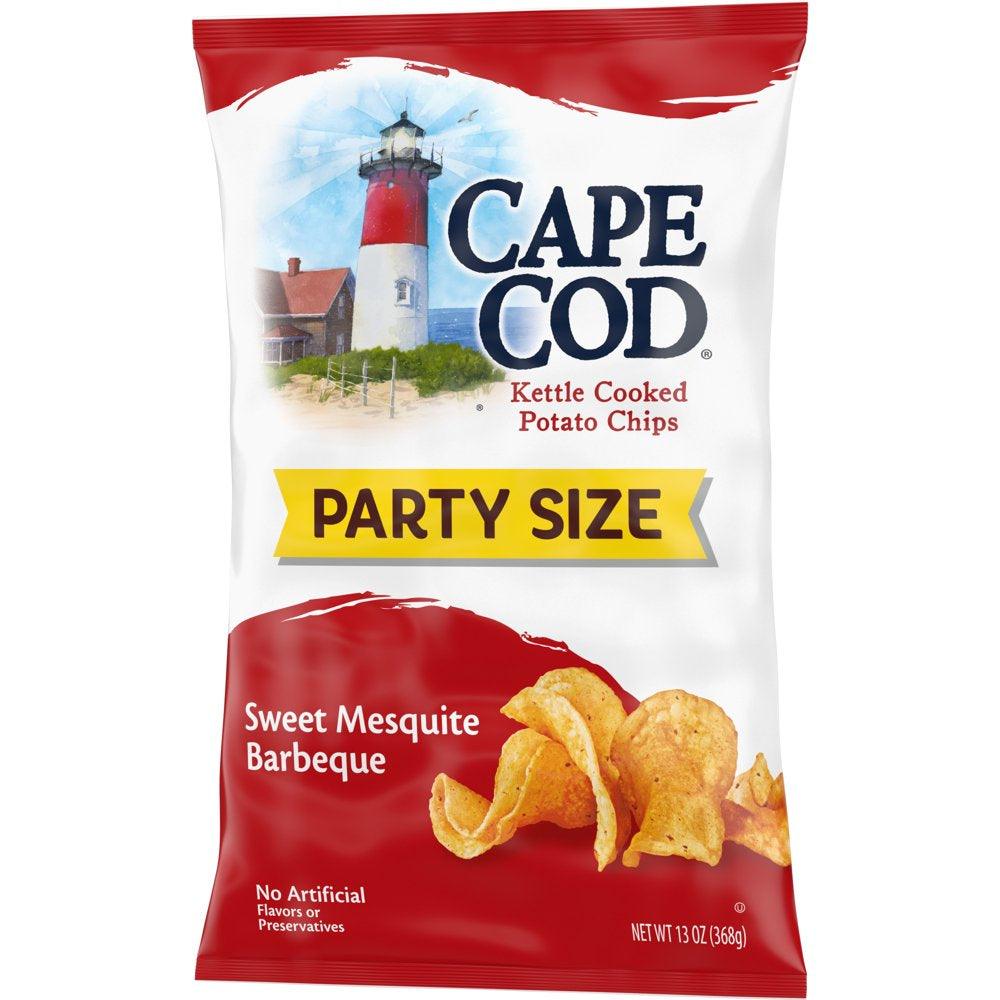 Cape Cod Potato Chips, Sweet Mesquite Barbeque Kettle Cooked Chips, Party Size 13 Oz