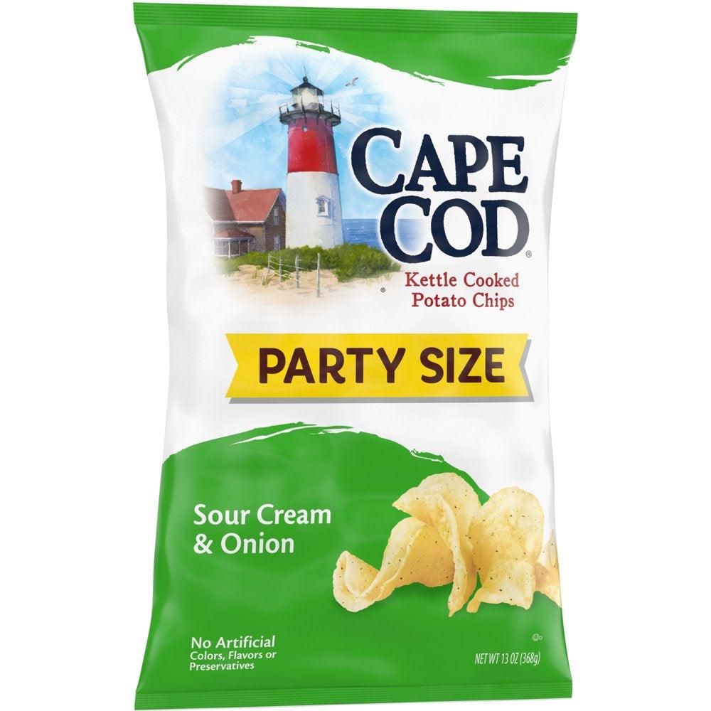 Cape Cod Potato Chips, Sour Cream and Onion Kettle Chips, 13 Oz Party Size