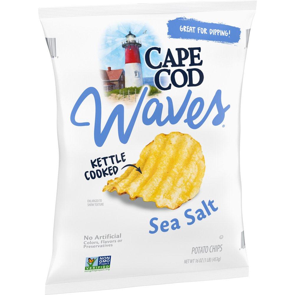 Cape Cod Potato Chips, Wavy Cut Sea Salt Kettle Chips, 16 Oz