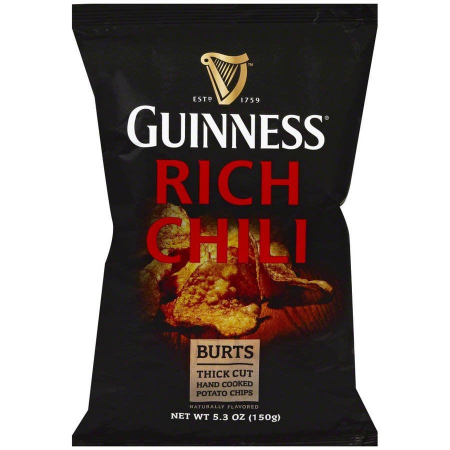 Burts Thick Cut Potato Chips, Guinness Rich Chili, 5.3 Oz (Pack of 10)