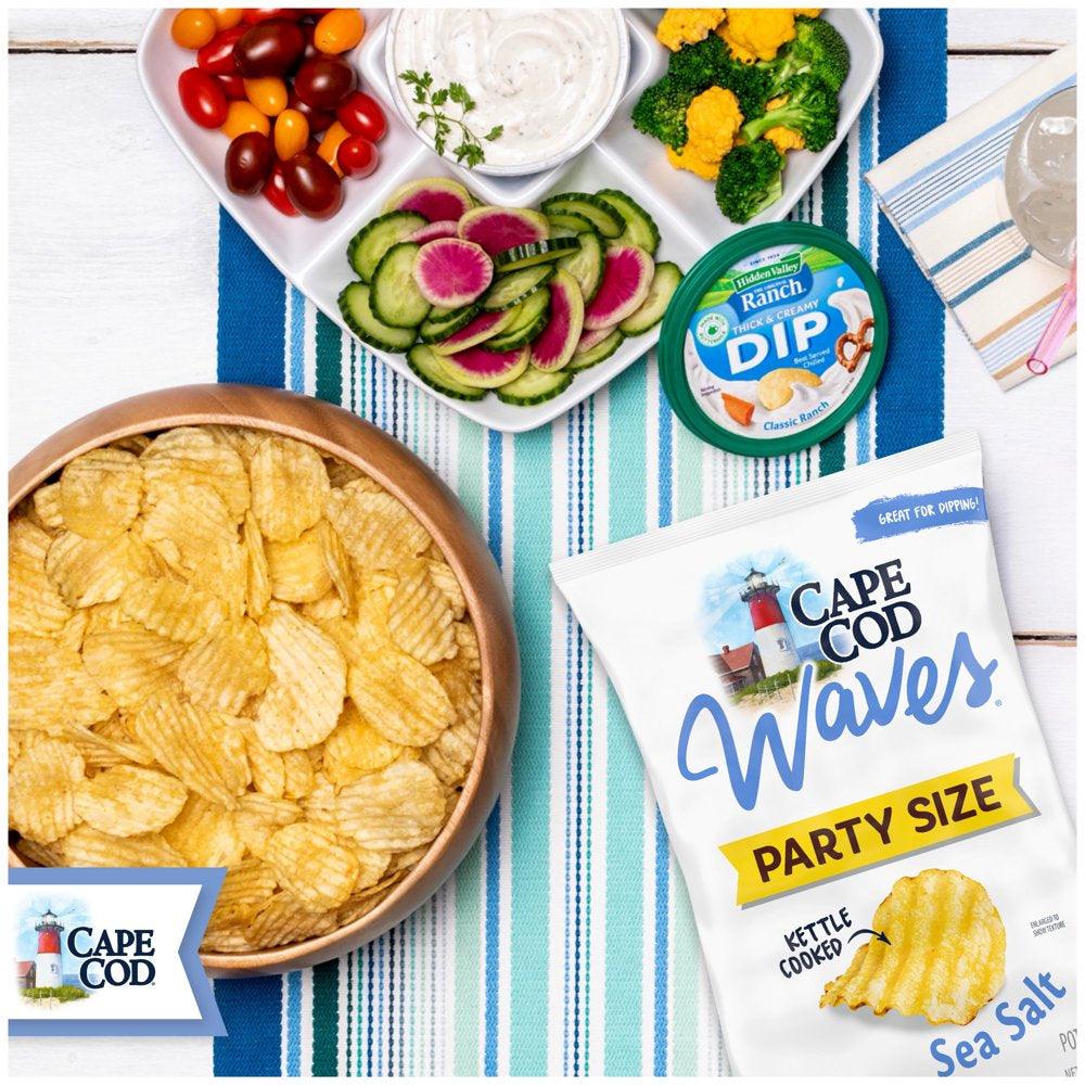 Cape Cod Potato Chips, Wavy Cut Sea Salt Kettle Chips, 13 Oz Party Size