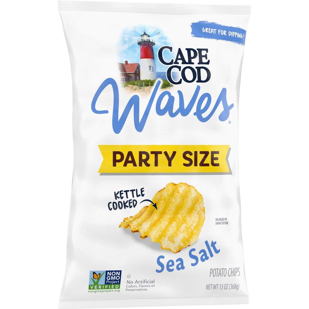 Cape Cod Potato Chips, Wavy Cut Sea Salt Kettle Chips, 13 Oz Party Size