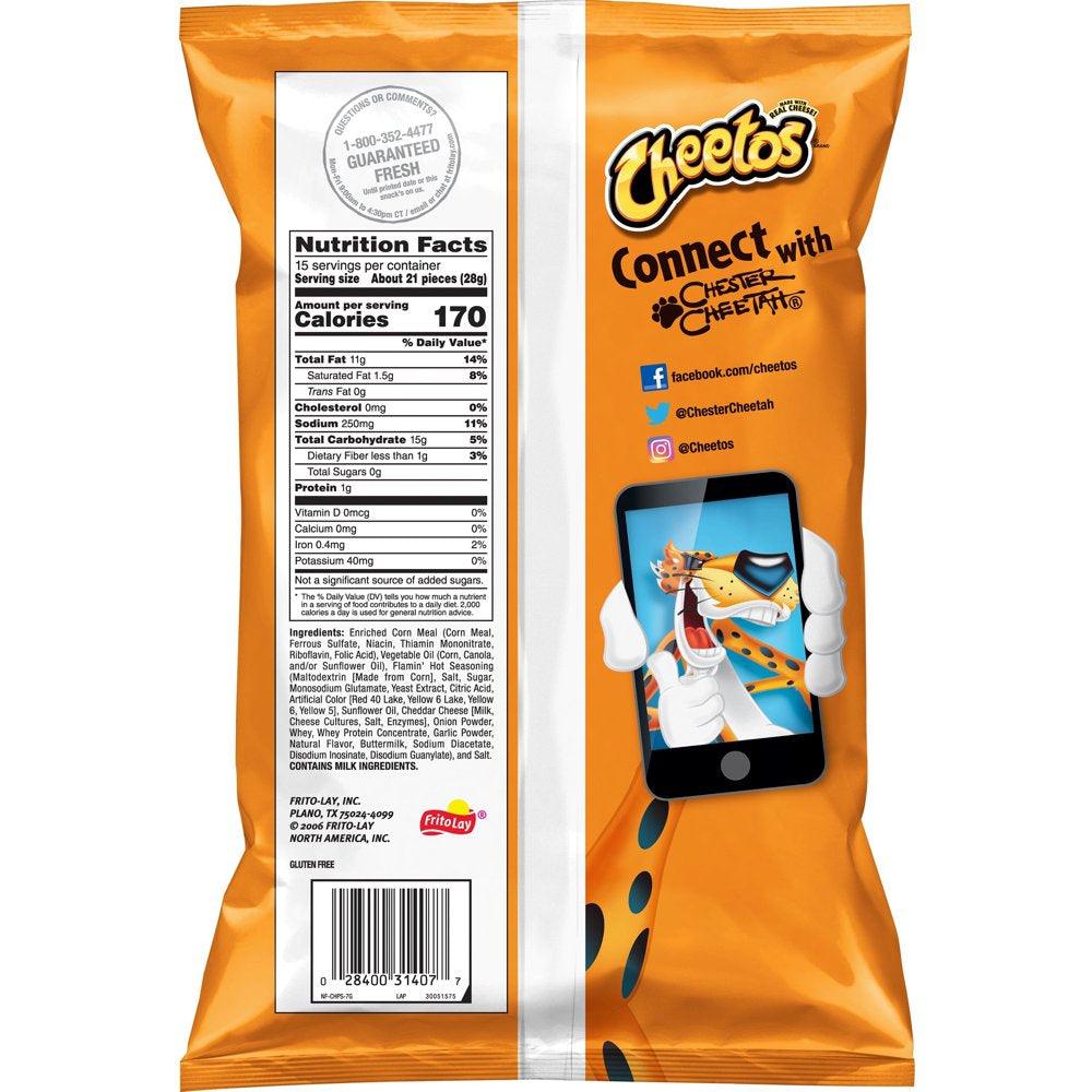 Cheetos Crunchy Flamin&#039; Hot Cheese Flavored Snack Chips, Party Size, 15 Oz Bag