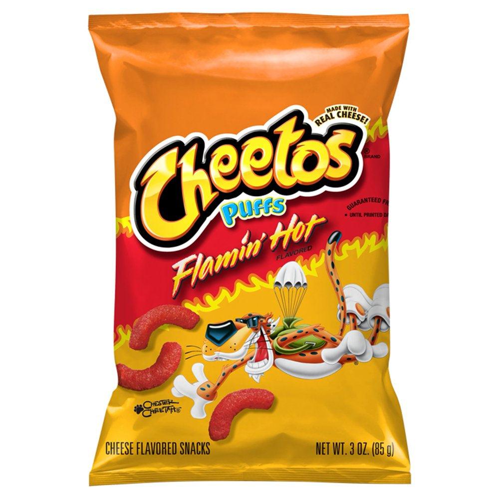 Cheetos Puffs Cheese Flavored Snacks Flamin&#039; Hot Flavored 3 Oz