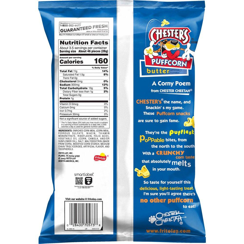 Chester&#039;S Puffcorn Butter, 3.25Oz