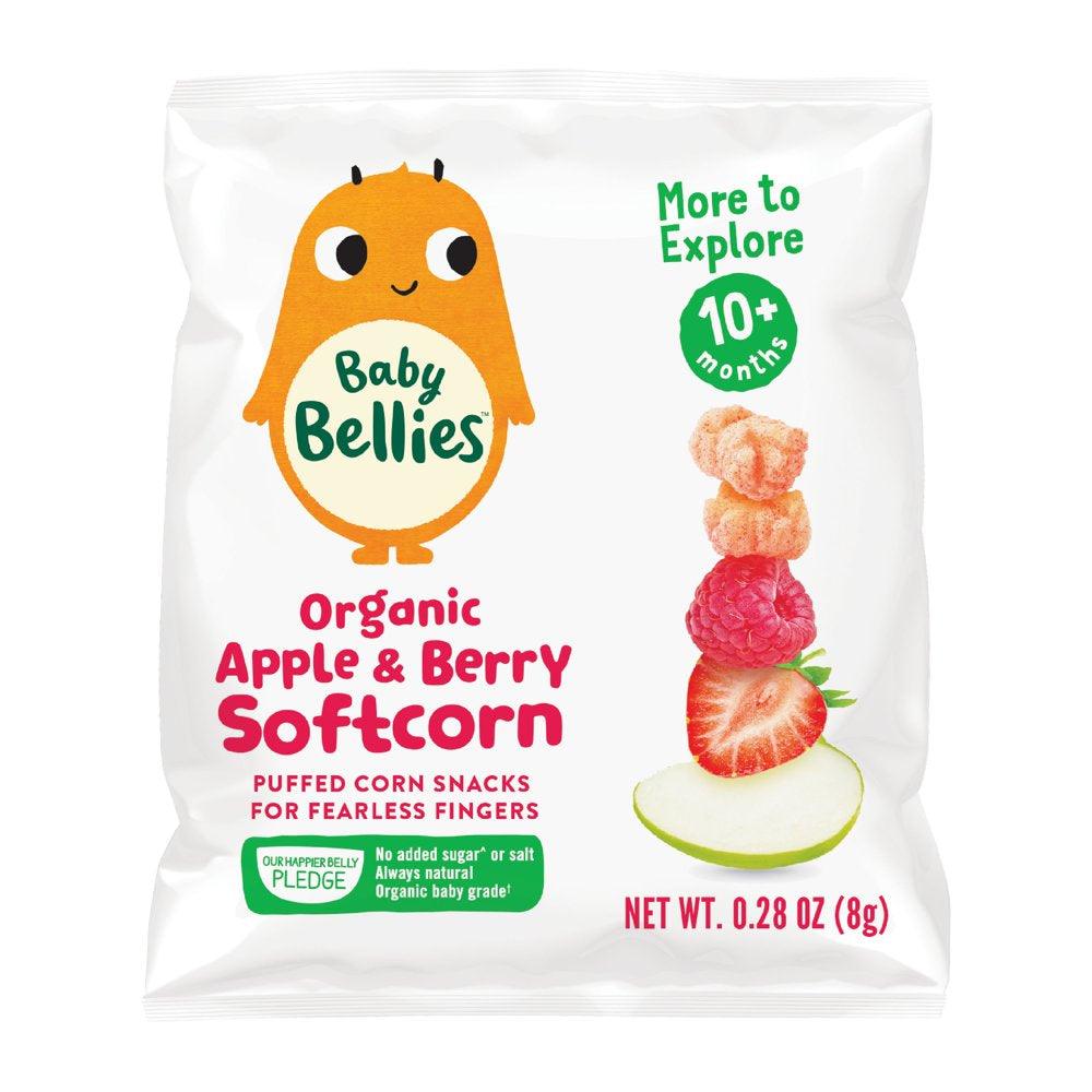 Baby Bellies Organic Apple &amp; Berry Softcorn Snack, 0.28 Oz Bag