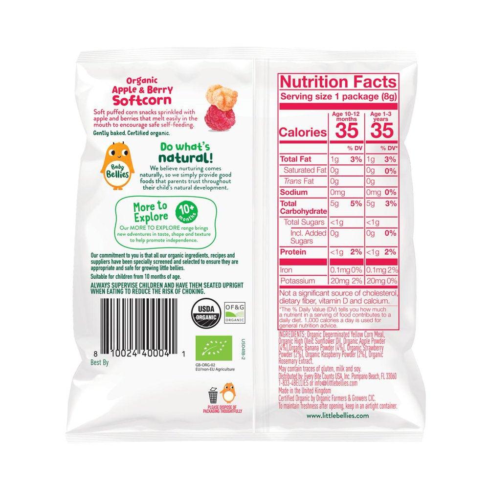 Baby Bellies Organic Apple &amp; Berry Softcorn Snack, 0.28 Oz Bag