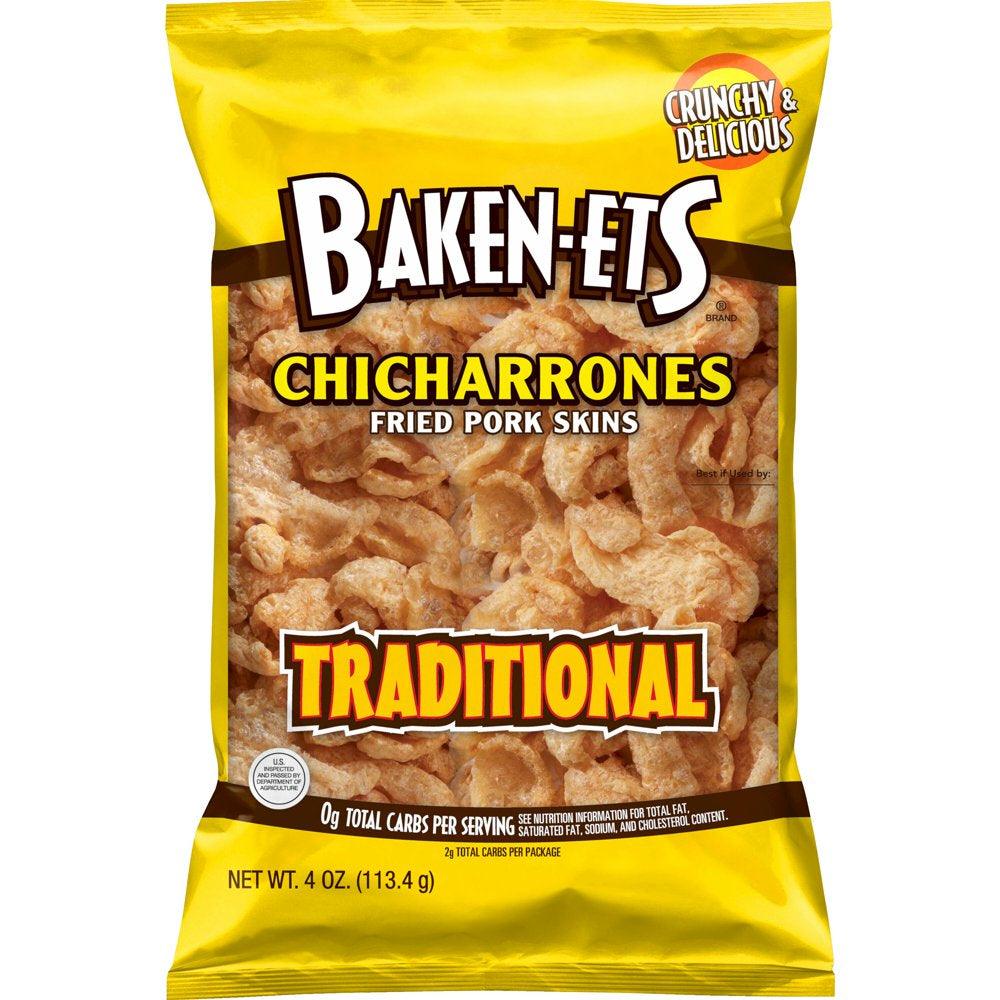 Baken-Ets Traditional Chicharrones Fried Pork Skins, 4 Oz