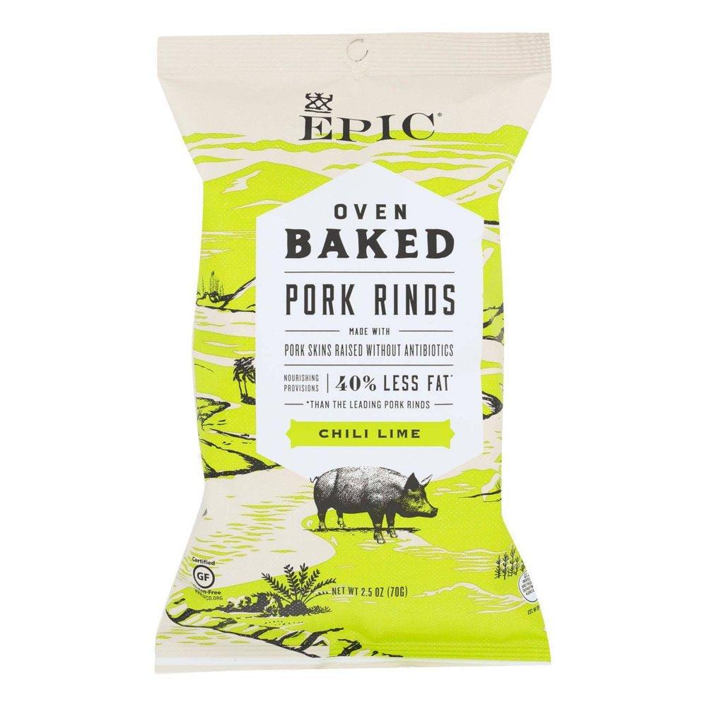 Chili Lime Oven Baked Pork Rinds - Case of 12 - 2.5 OZ