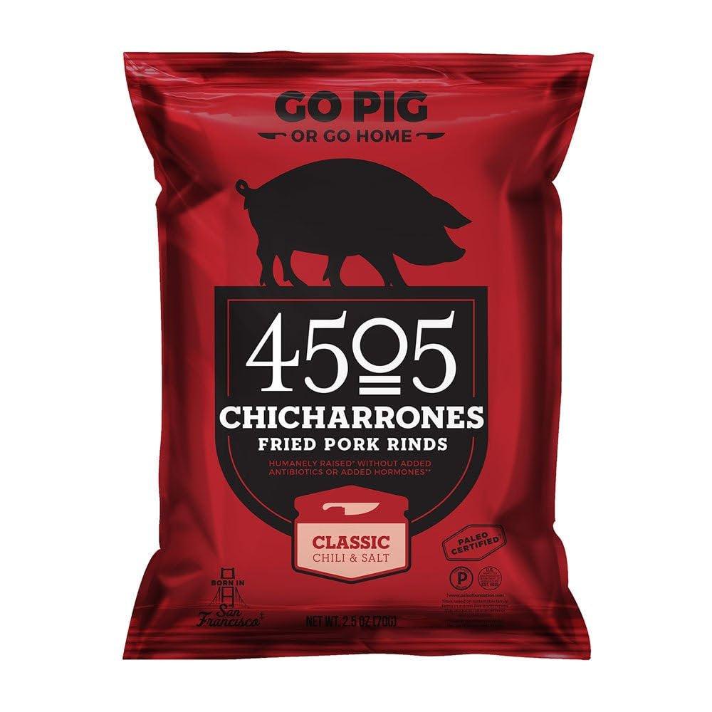 4505 Chicharrones (Fried Pork Rinds) Classic Chili &amp; Salt, 2.5 Oz, 12-Pack