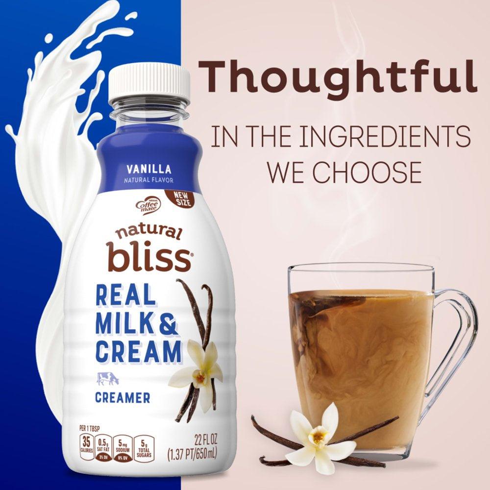 Coffee Mate Natural Bliss Real Milk &amp; Cream Vanilla Flavored Coffee Creamer, 22 Fl Oz