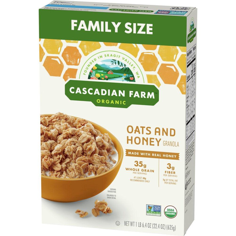 Cascadian Farm Organic Oats and Honey Granola Cereal, 22.4 Oz