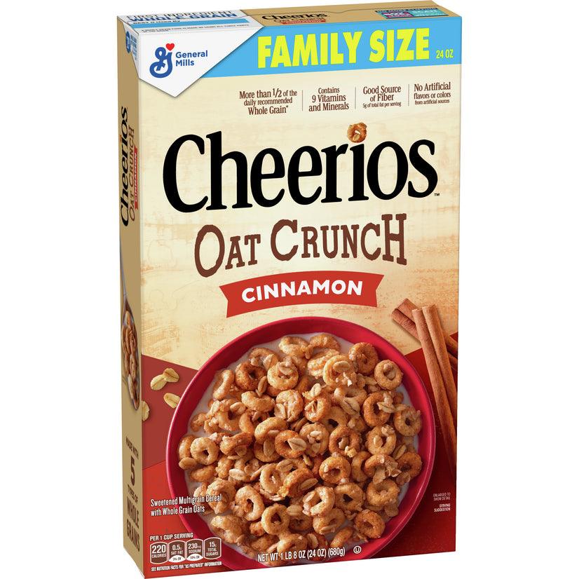 Cheerios Oat Crunch Cinammon Oat Breakfast Cereal, Family Size, 24 Oz