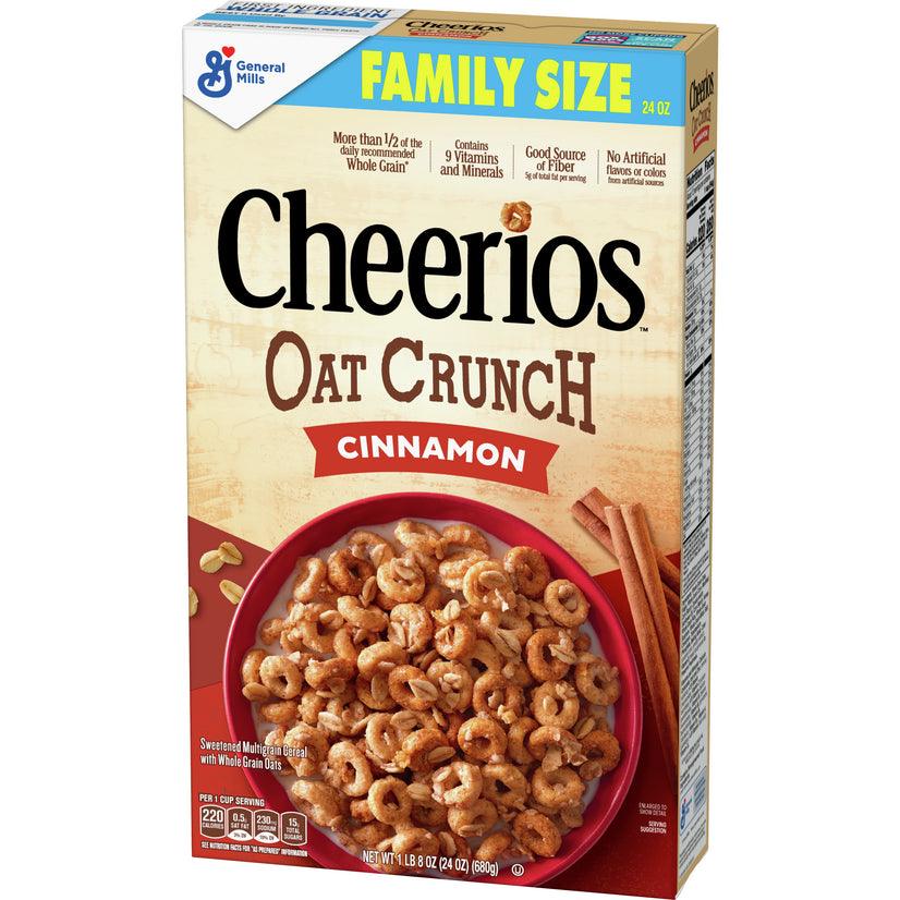 Cheerios Oat Crunch Cinammon Oat Breakfast Cereal, Family Size, 24 Oz