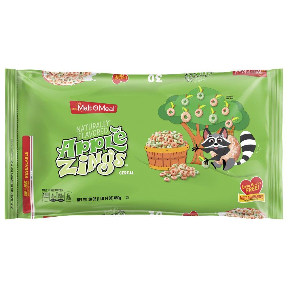 Apple Zings Breakfast Cereal, 30 Oz Resealable Cereal Bag