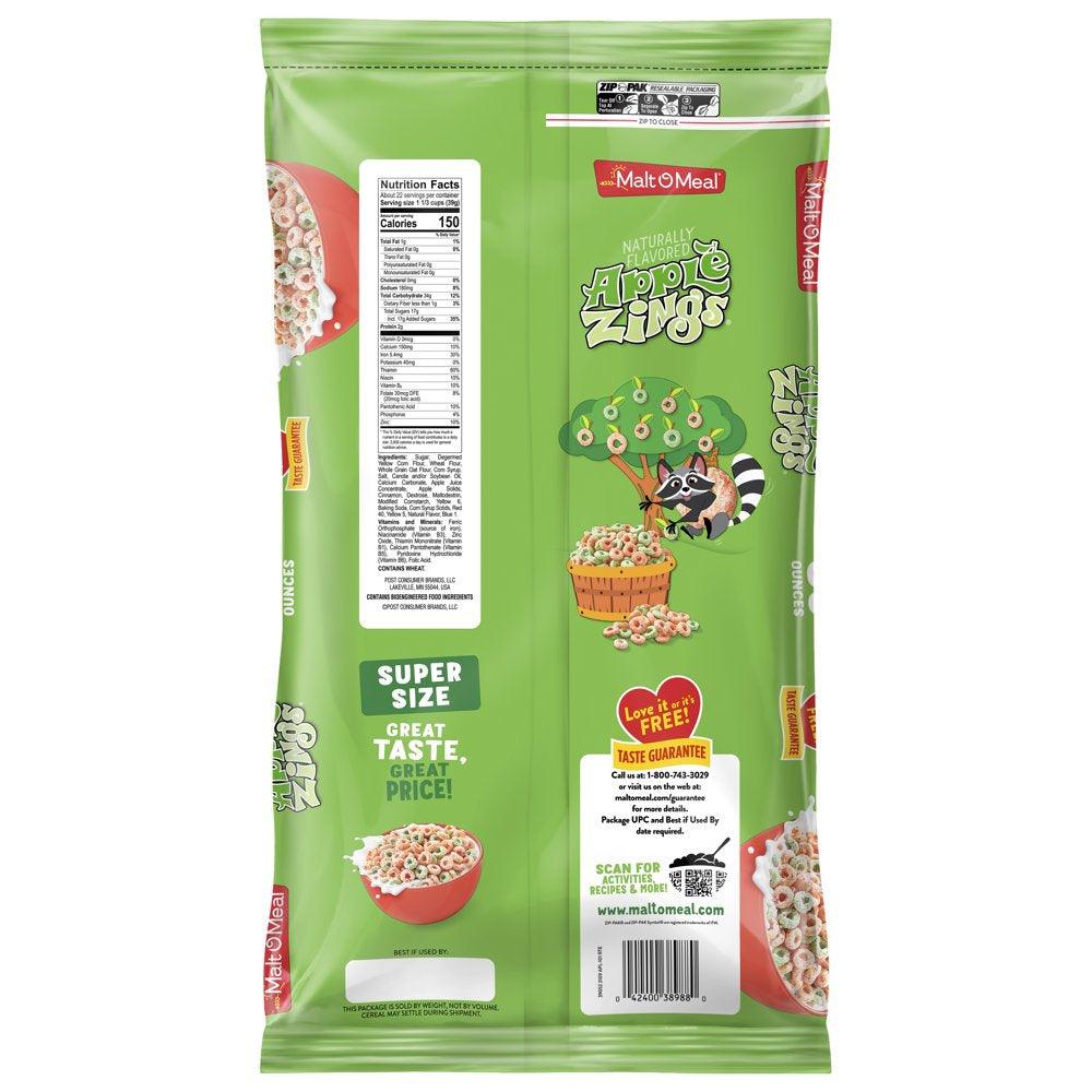 Apple Zings Breakfast Cereal, 30 Oz Resealable Cereal Bag