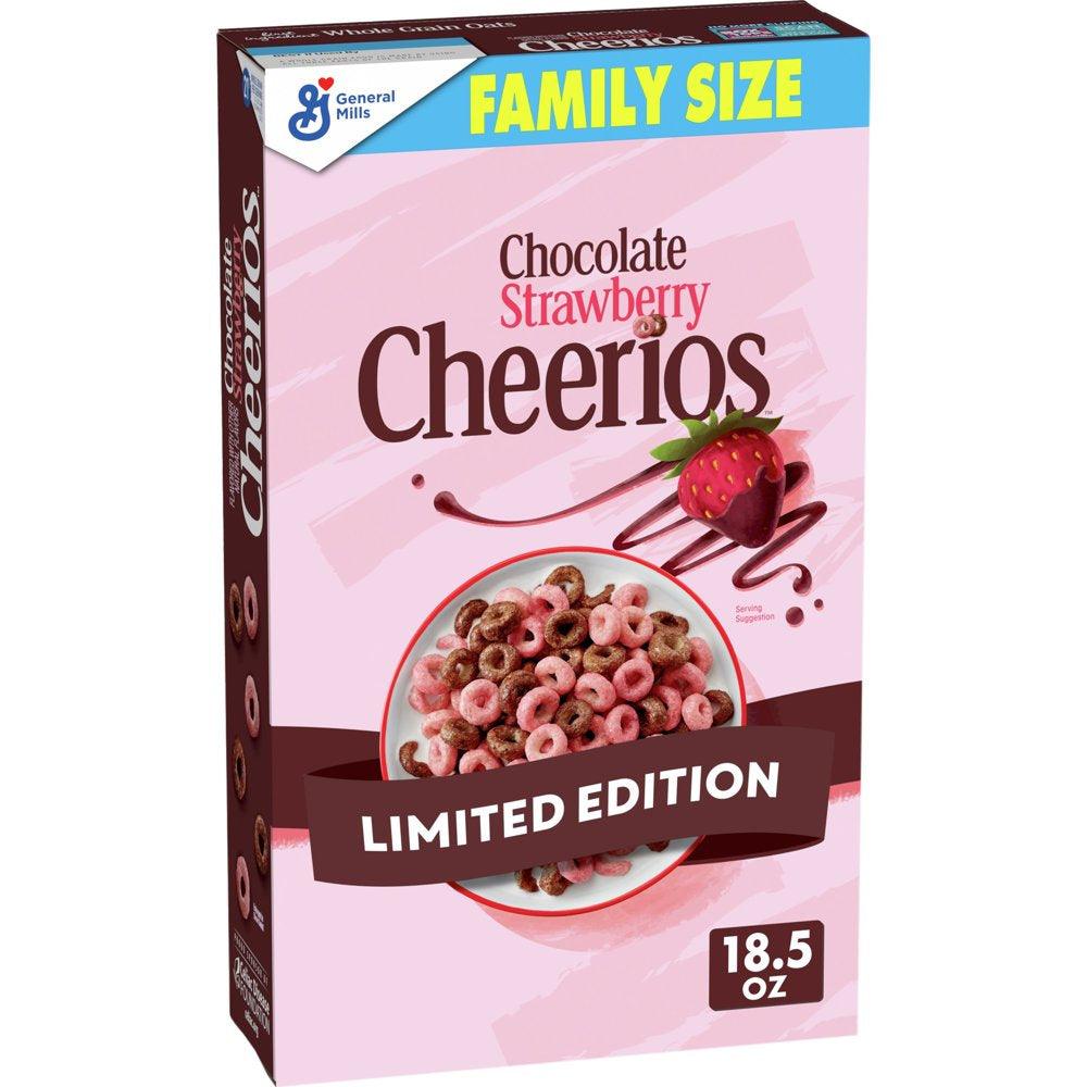 Chocolate Strawberry Cheerios Valentine’S Day Breakfast Cereal, Family Size, 18.5 OZ