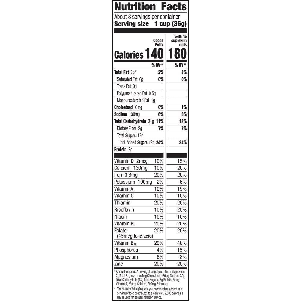 Cocoa Puffs, Chocolate Breakfast Cereal, Whole Grains, 10.4 Oz