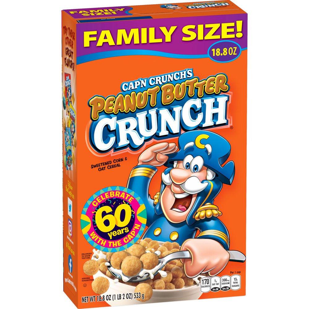 Cap&#039;N Crunch&#039;S Cereal, Peanut Butter Crunch, Family Size, 18.8 Oz