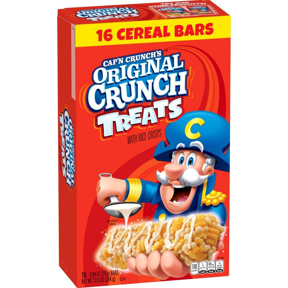 Cap&#039;N Crunch Treats Cereal Bars, Original Crunch, 0.84Oz Bars (16 Pack)