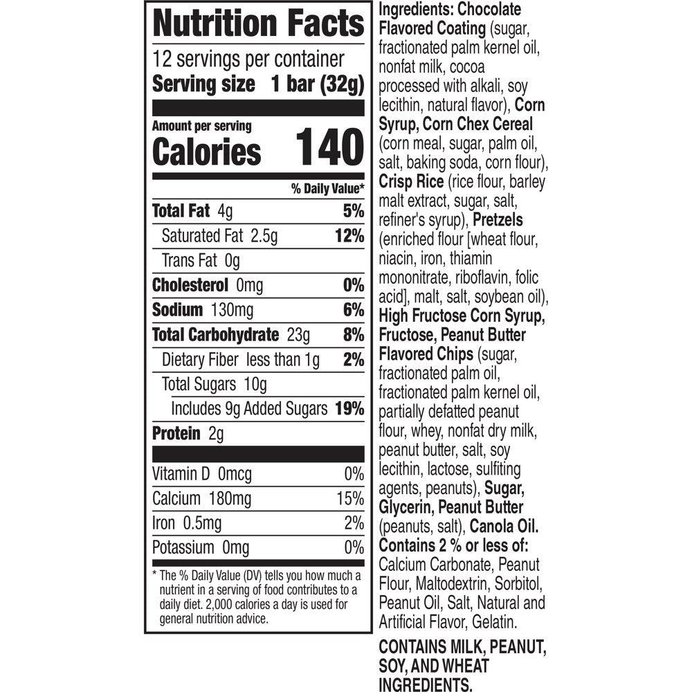 Chex Mix Peanut Butter Chocolate Treat Bar, Value Pack, 12 Bars