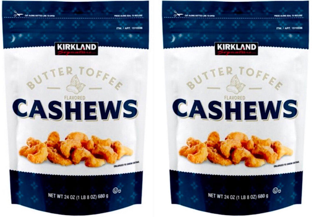 2 X Kirkland Signature Butter Toffee Cashews 24 Oz *SO GOOD!