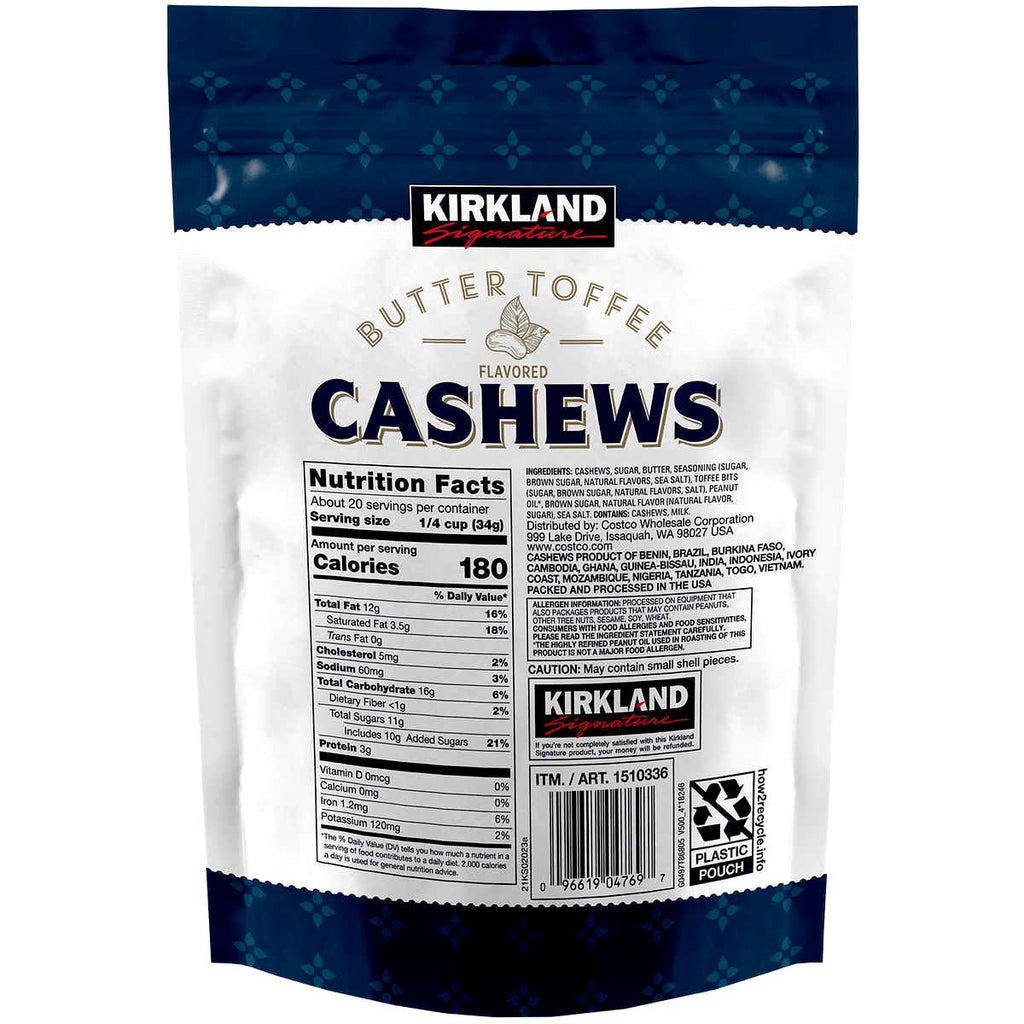 2 X Kirkland Signature Butter Toffee Cashews 24 Oz *SO GOOD!