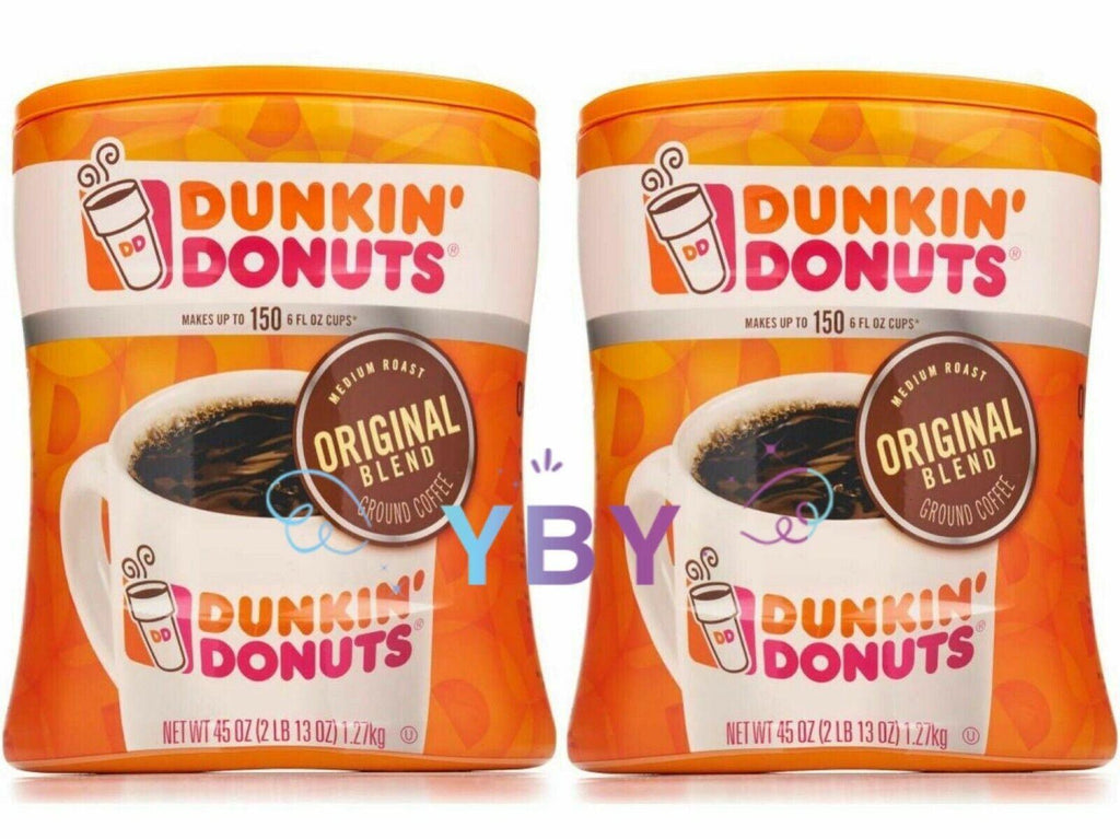 2 Packs Dunkin&#039; Donuts Original Blend Ground Coffee Medium Roast 45 OZ Each Pack