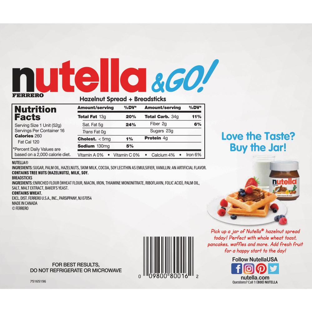 2 X Ferrero Nutella and Go with Hazelnut Spread Breadsticks 16 Ct, 29.3 Oz Each