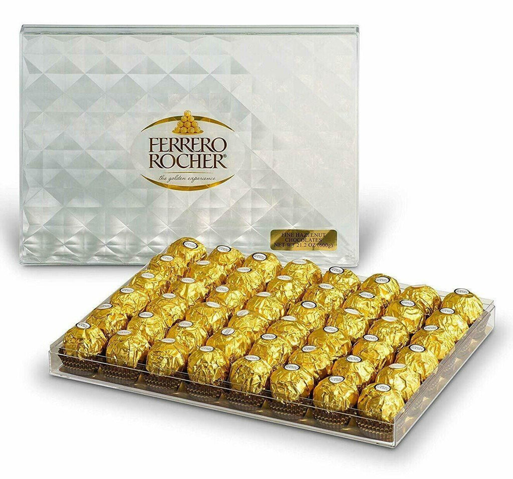 2 Packs Ferrero Rocher Fine Hazelnut Chocolates 48 Count, 21.1 Oz Each Pack