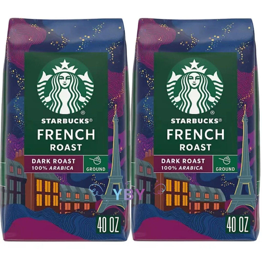 2 Packs Starbucks Dark French Roast Ground Coffee 40 Oz Each Pack = 80 Oz