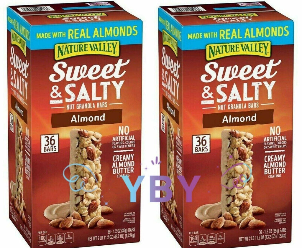 2 Packs Nature Valley Sweet and Salty Nut Almond Granola Bars 36 Ct 43.2 Oz=72Ct