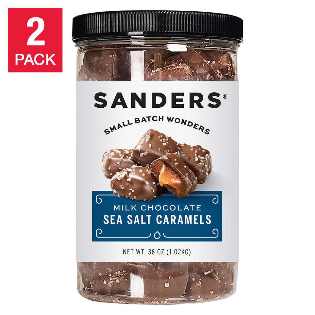 2 Packs Sanders Milk Chocolate Sea Salt Caramels Fine Chocolates 36 OZ Each Pack