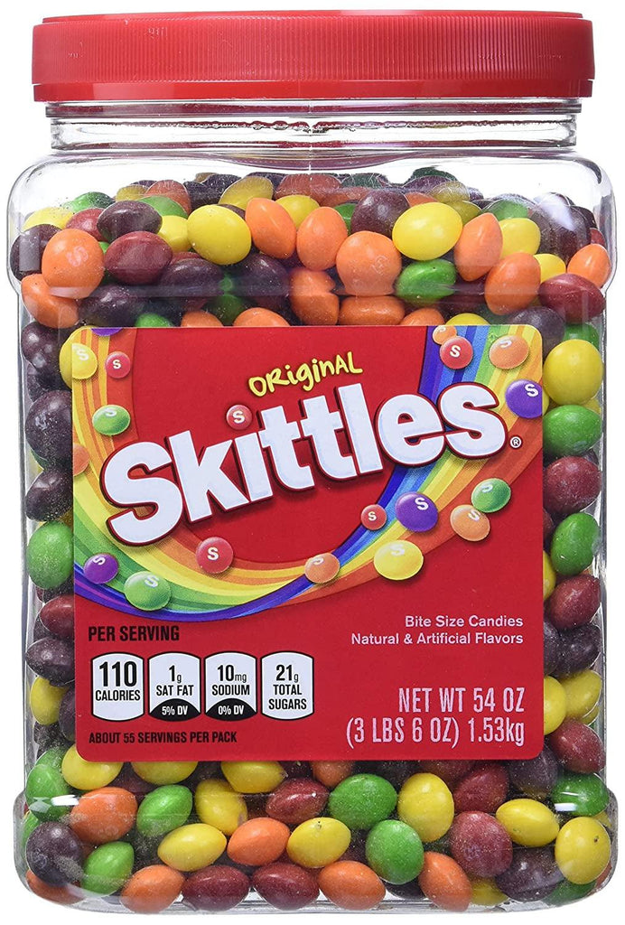 2 Jars Skittles Original Fruity Candy Jar Bite Size Candies 54 Oz Each Jar