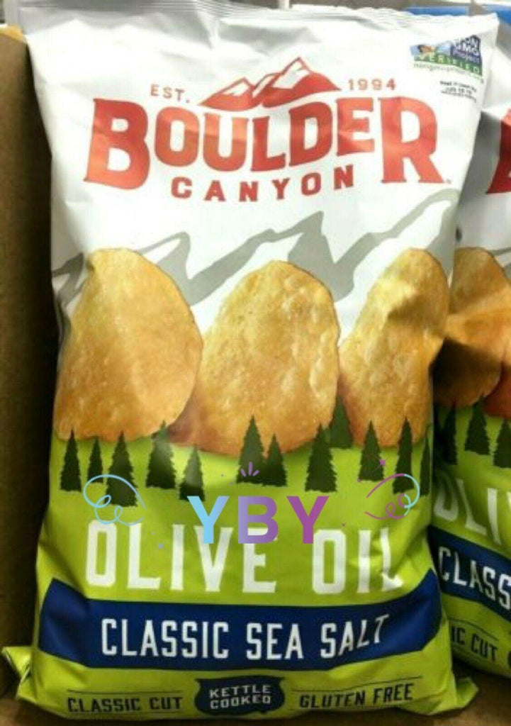 2 Packs Boulder Canyon Olive Oil Classic Sea Salt Kettle Cooked Chip 24 Oz Each